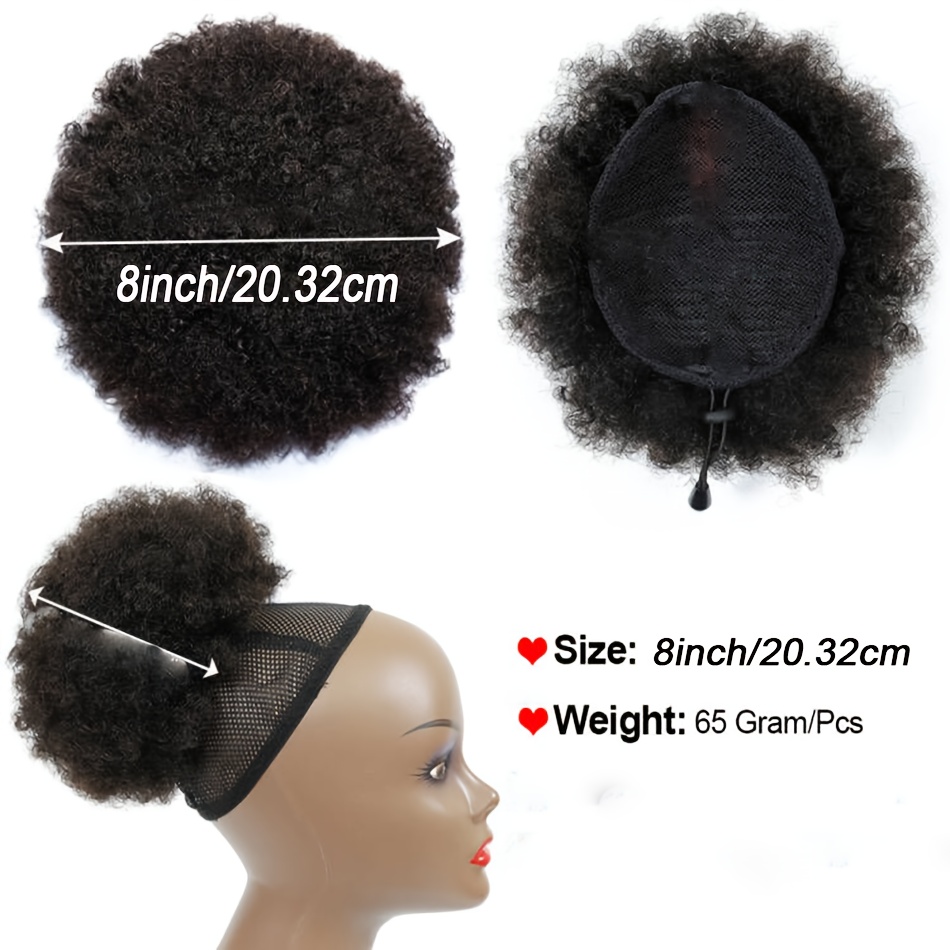 Afro Puff Ponytail Human Hair Bun Kinky Curly Drawstring Ponytail Ombre Brazilian Clip In Hair Extensions Soft Feel Hair Chignon