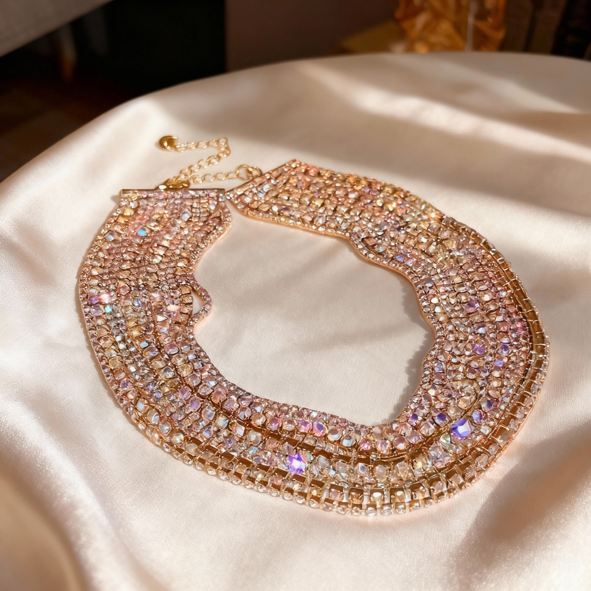 Stylish Multi-Layer Necklace for Women - Bold Geometric Collarbone Chain with Colorful Accents, Perfect for Evening Events and Casual Wear, Unique Layered Jewelry Piece