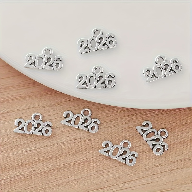 80pcs 2026 Commemorative Year Charms - Handmade DIY Bracelet & Keychain Pendants Suitable for Necklace Crafting, Numbered Keepsake Beads for Bracelet Making, Year-Round Gifts for Birthdays, Milestones, Events (Quality Materials)